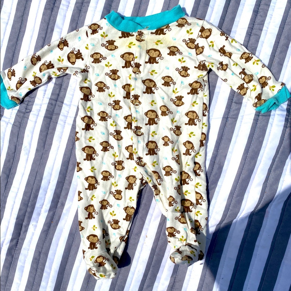 Monkey Footie Pjs 0-3M